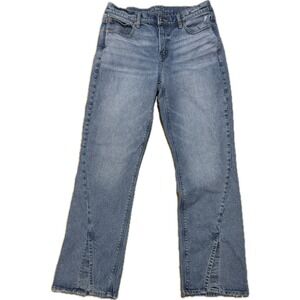 American Eagle Split Hem Straight Leg Jeans Women 10 Regular Medium Wash Denim